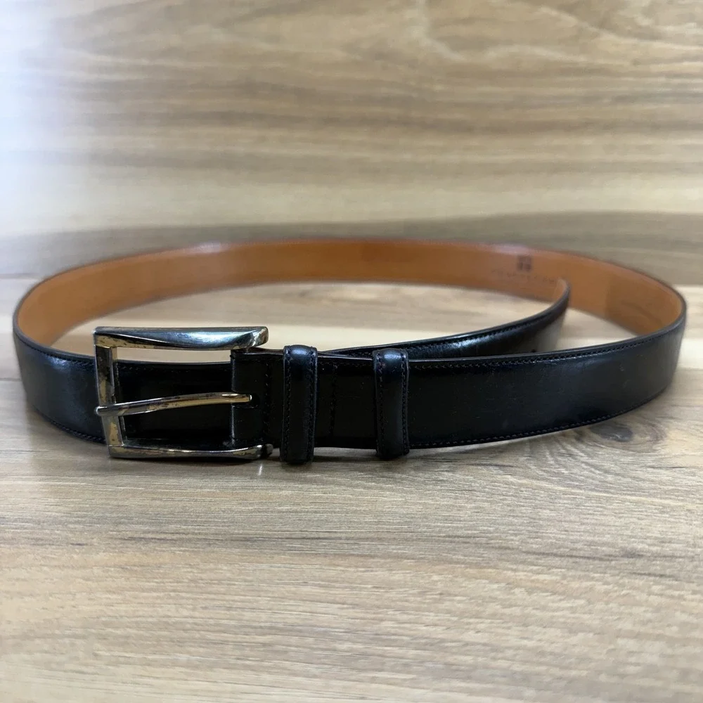 TRAFALGAR Easton Belt Mens‎ 38/95 Black Leather Handpolished Cortina Leather